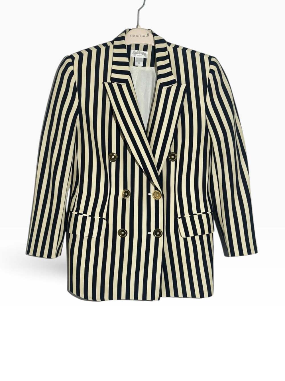 Vintage 90s Ann Taylor Silk Striped Double Breasted Blazer 8